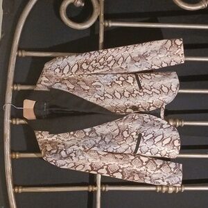 Zara "Basic" cropped, faux snakeskin blazer.